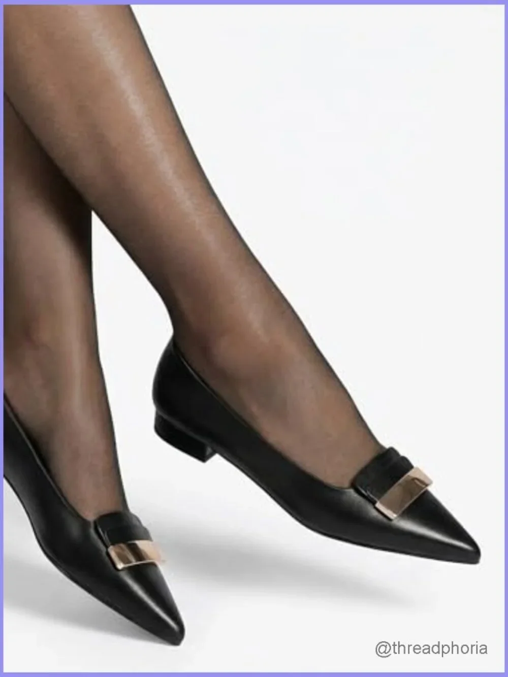 Pointed Toe Slip On Flat Lambskin Insole Metal Deco Office Shoes